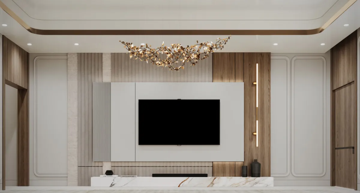 تصميم مميز لجدار التلفزيون