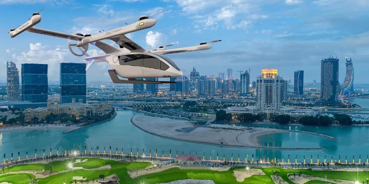 إجراء تجارب على التاكسي الطائر في قطر بداية 2025. الصورة من الحساب الرسمي لوزارة المواصلات