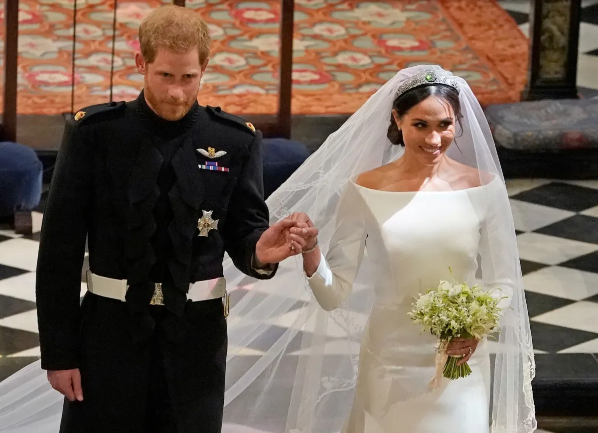 الأمير هاري وميغان ماركل في كنيسة القديس جورج قلعة وندسور في وندسور (Prince Harry and Meghan Markle in St George's Chapel, Windsor Castle, in Windsor) مصدر الصورة: Owen Humphreys / POOL / AFP
