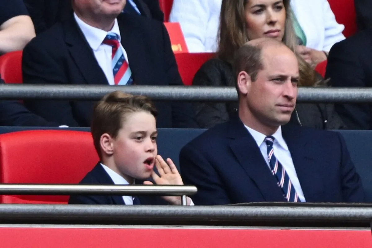 الأمير ويليام والأمير جورج Prince George of Wales (L) and Britain's Prince William في ستاد المبارة (مصدر الصورة:  JUSTIN TALLIS / AFP)
