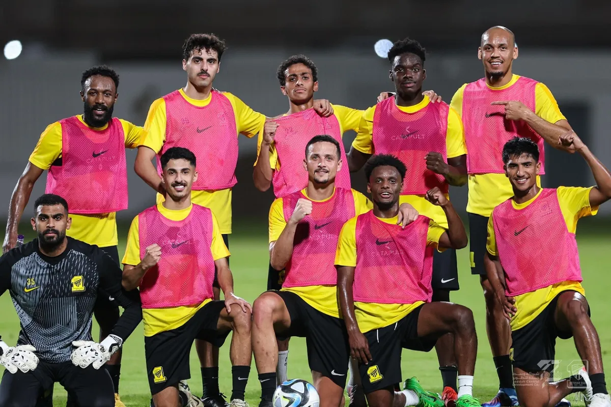 تدريبات الاتحاد قبل مواجهة ضمك اليوم في دوري روشن السعودي - الصورة من حساب نادي الاتحاد السعودي على منصة إكس