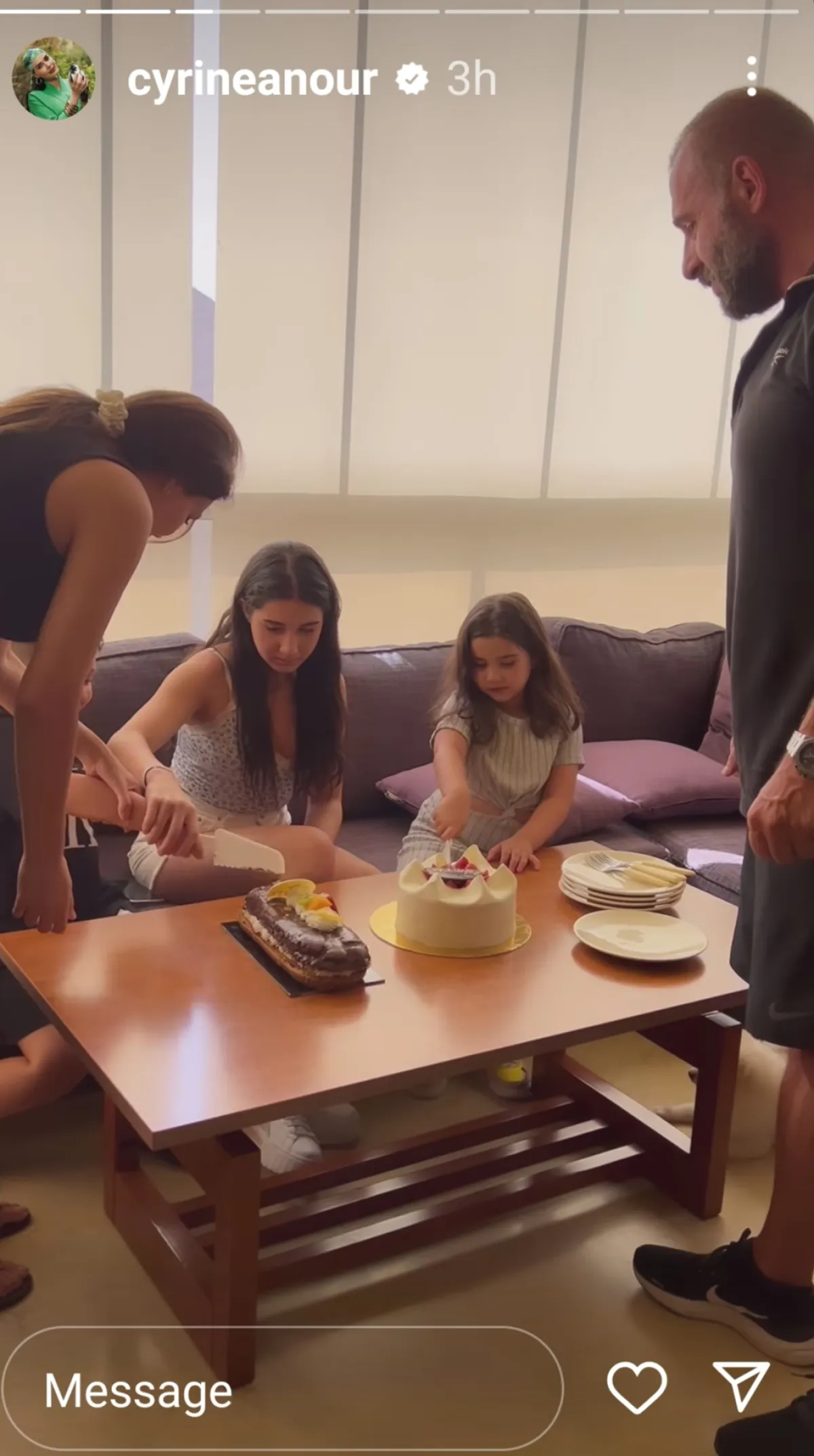 سيرين عبد النور وزوجها فريد رحمة وابنتهما تاليا- الصورة من ستوري حساب سيرين على إنستغرام