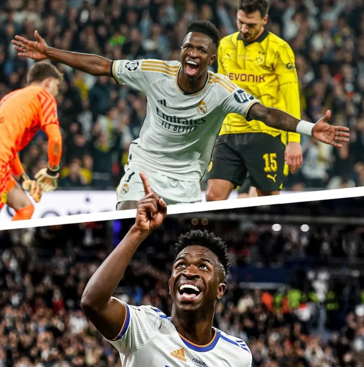 فينيسيوس يتألق في نهائي دوري أبطال أوروبا ويتساوى في هذا الإنجاز مع ميسي - الصورة من حساب ريال مدريد على إكس