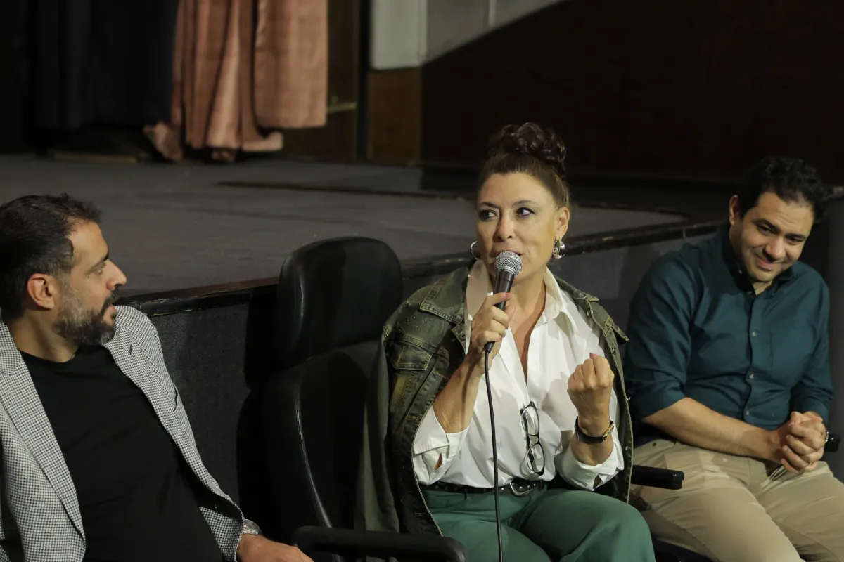 أنوشكا أثناء ندوة فيلم وش في وش - تصوير يحيى أحمد 