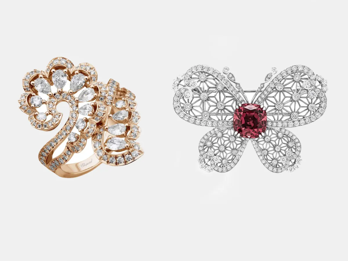 بروش Muse Filigree من جيرارد Garrard وخاتم Precious Lace Vague من شوبارد Chopard