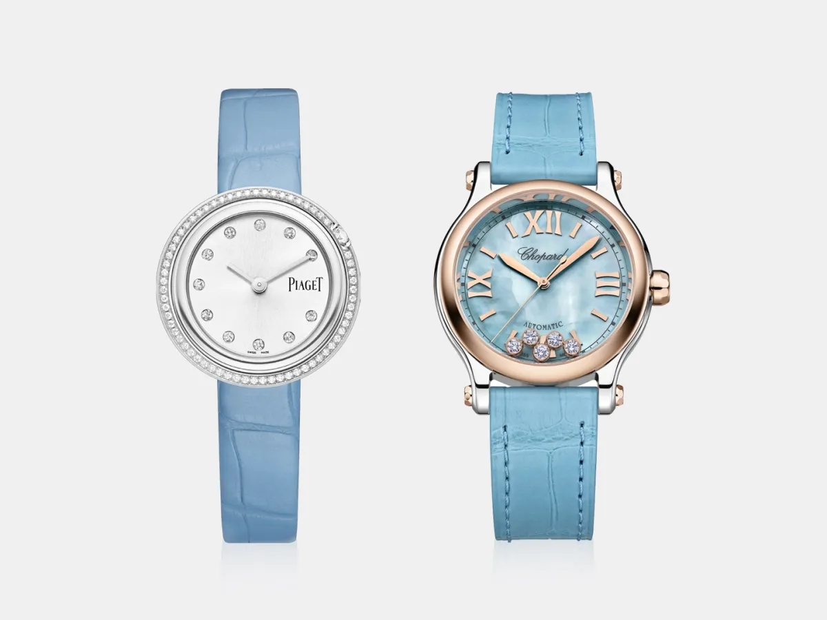 ساعة باللون الأزرق السماوي من أشهر الماركات العالمية