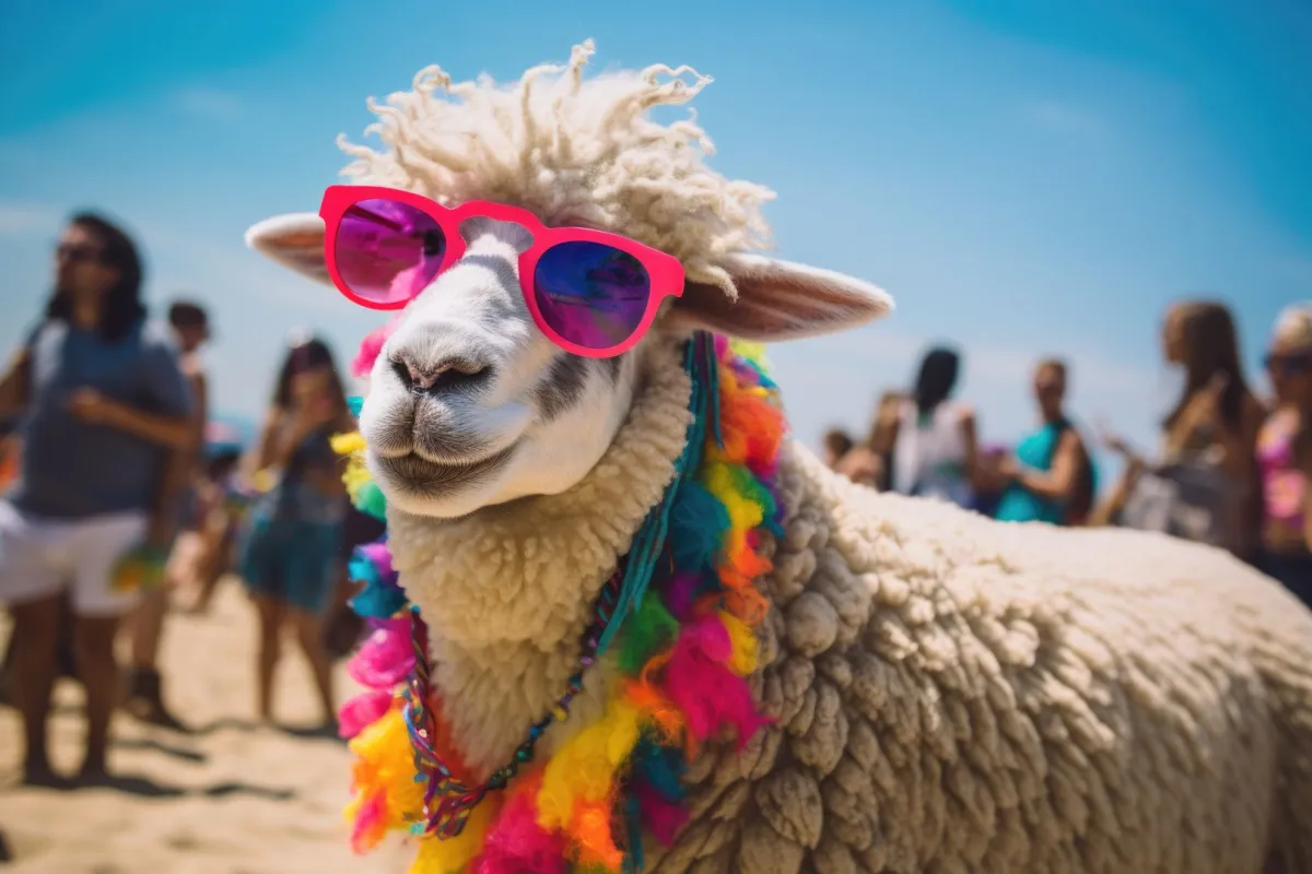 خروف تم تجميله وتزيينه احتفالاً بعيد الأضحى