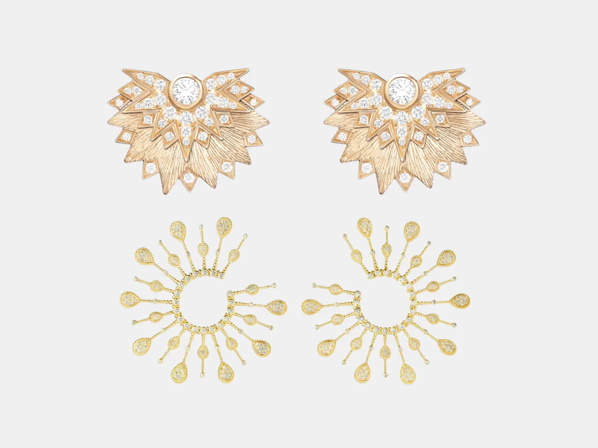 أقراط ذهب على شكل شمس