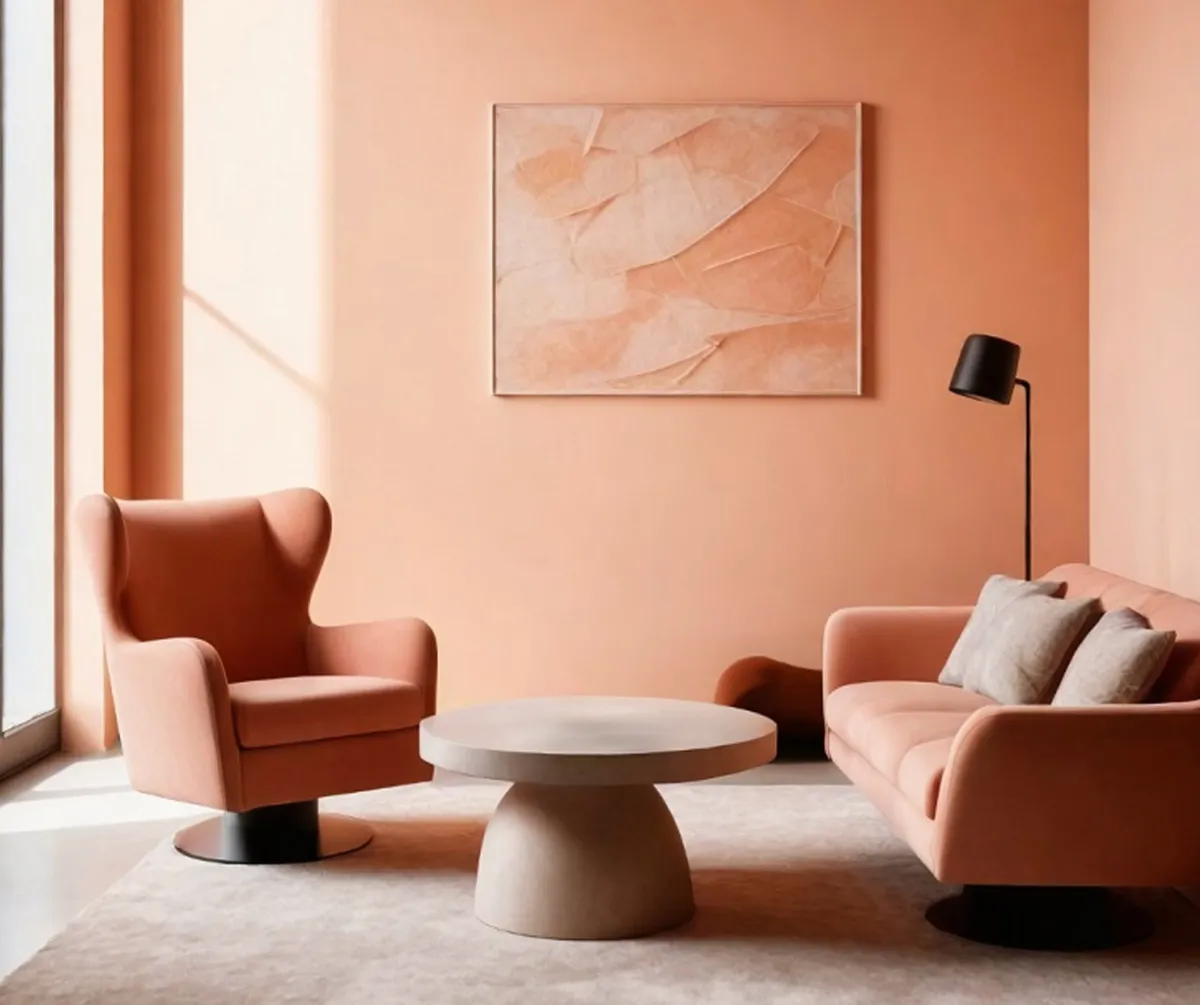 اللون الخوخي يحل على جدران غرفة المعيشة