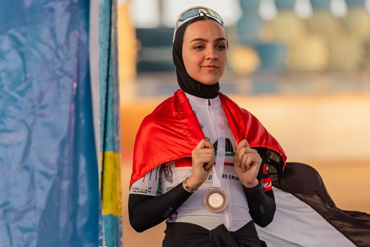 صفية الصايغ قائدة منتخب الإمارات الوطني للدراجات الهوائية للسيدات،