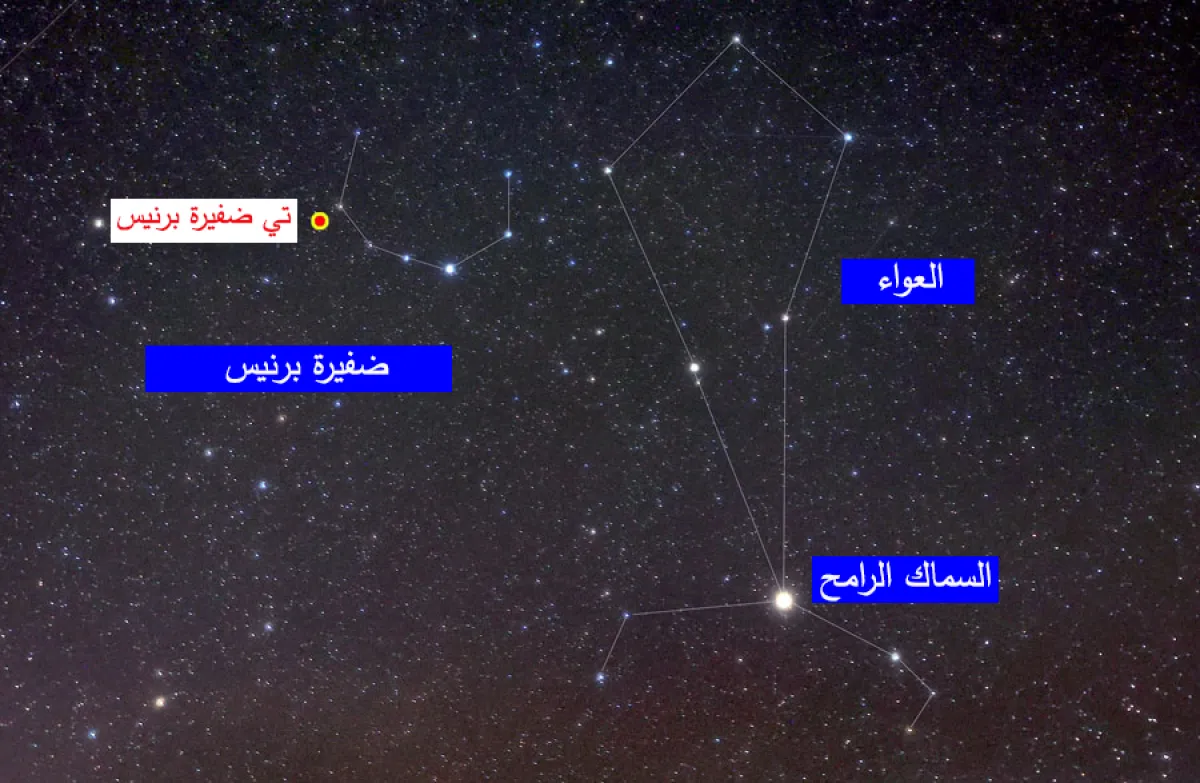موقع النجم المتوقع انفجاره. الصورة من الحساب الرسمي لمركز الفلك الدولي