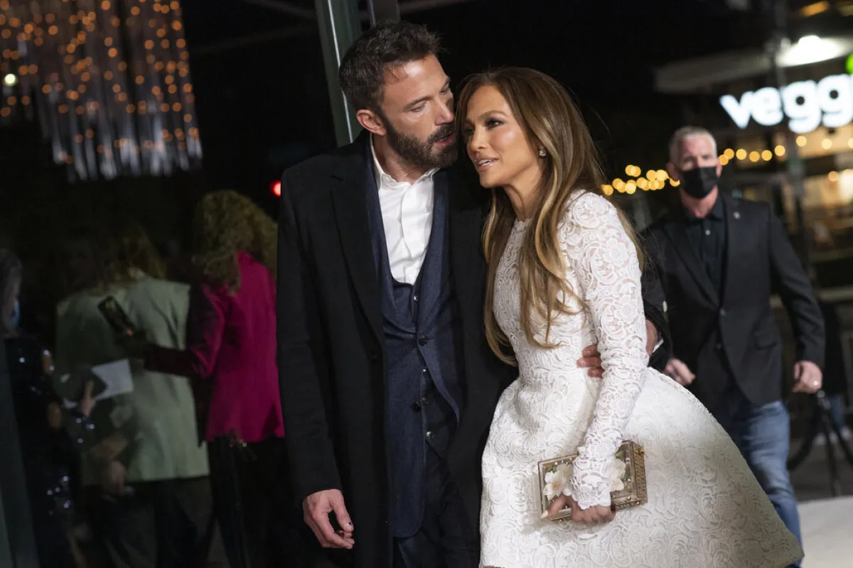 جينيفر لوبيز Jennifer Lopez خلال عرض فيلم "Marry Me" (مصدر الصورة: VALERIE MACON / AFP)