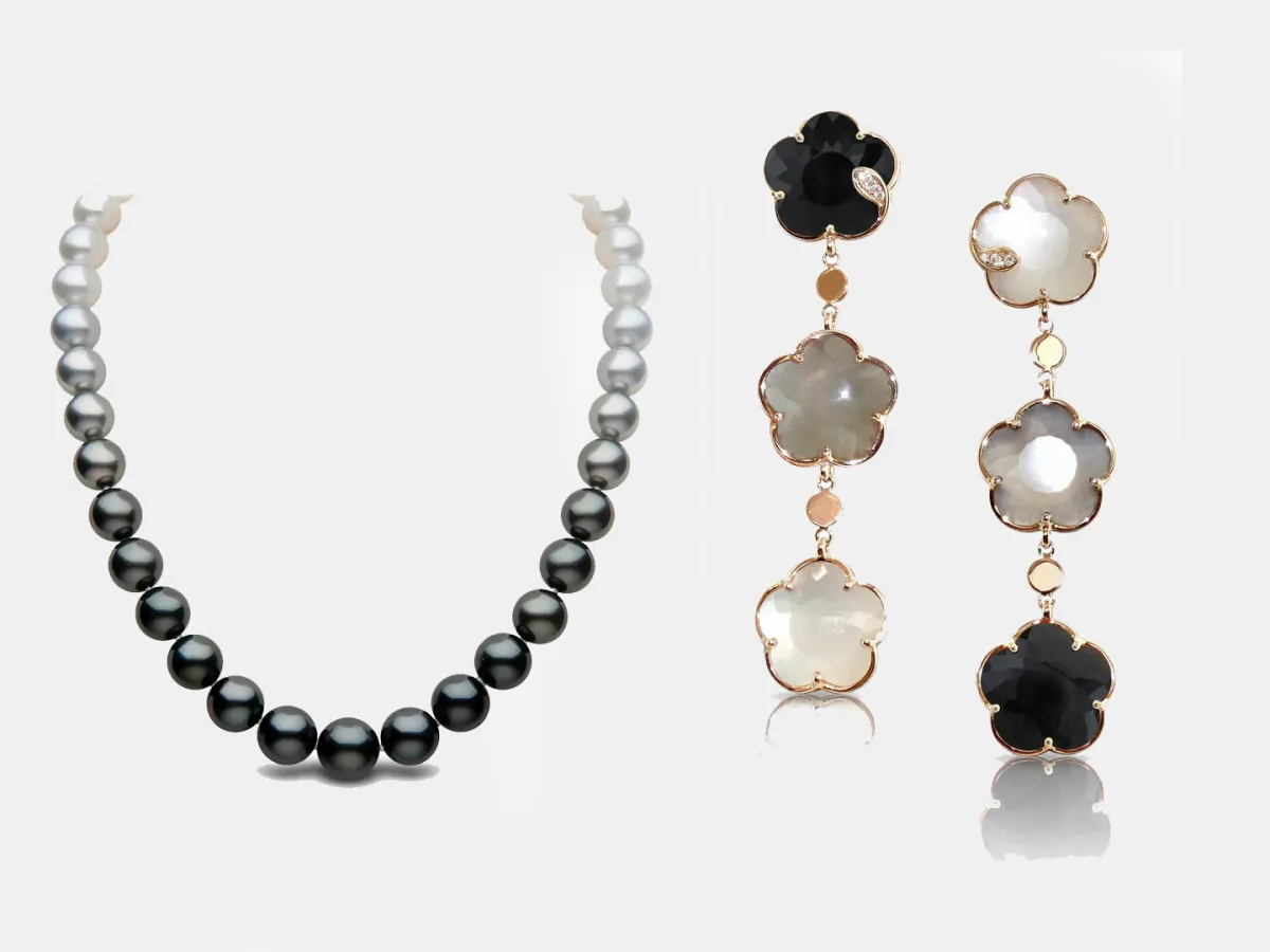 أقراط Petit Joli Bouquet Lunaire من باسكال بروني Pasquale Bruni   وقلادة Ombre من يوكو لندن Yoko London