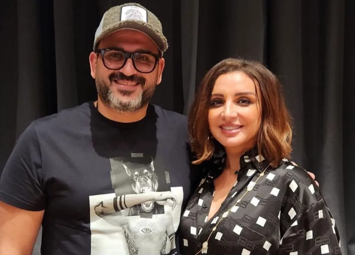 أكرم حسني وأنغام- الصورة من المركز الإعلامي لأكرم حسني