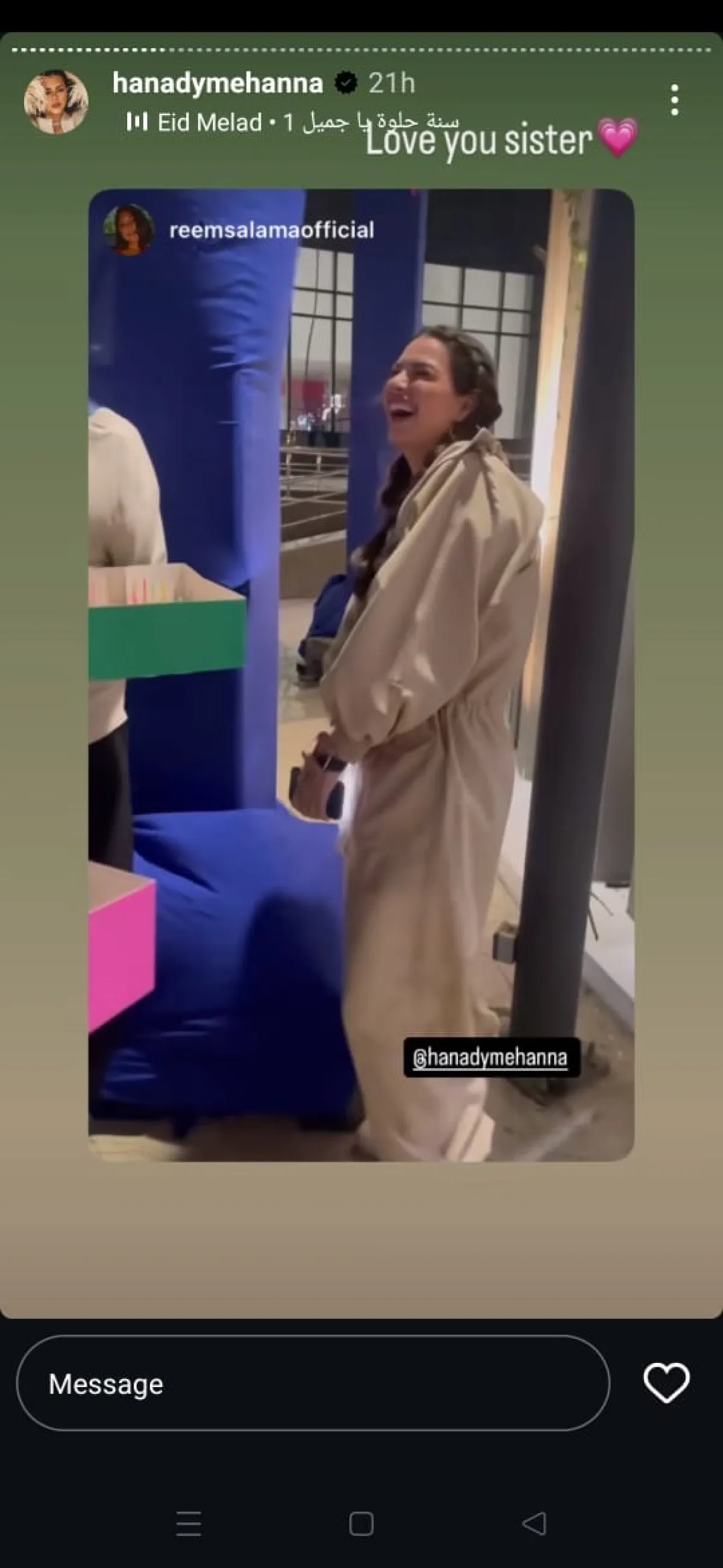 هنادي مهنا في يوم ميلادها - الصورة من خاصية القصص القصيرة بحسابها على إنستغرام