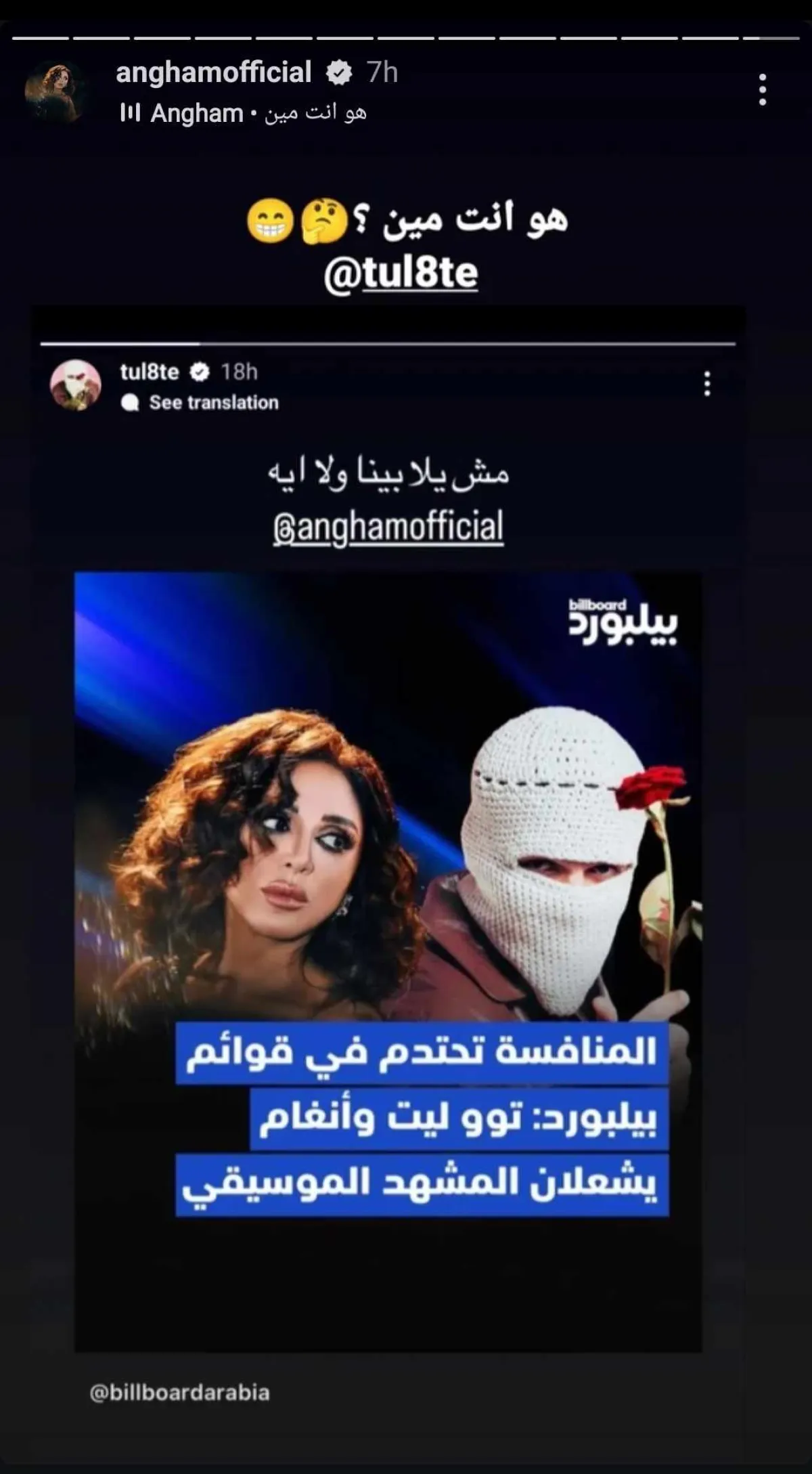 أنغام تمازح تووليت -الصورة من قصص إنستغرام أنغام