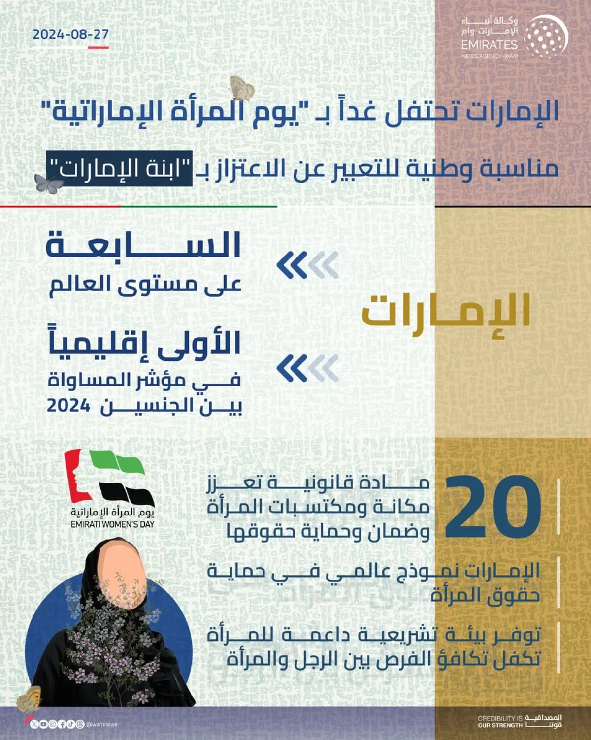 الإمارات تحتفل غداً بـ يوم المرأة الإماراتية - مصدر الصورة وكالة أنباء الإمارات