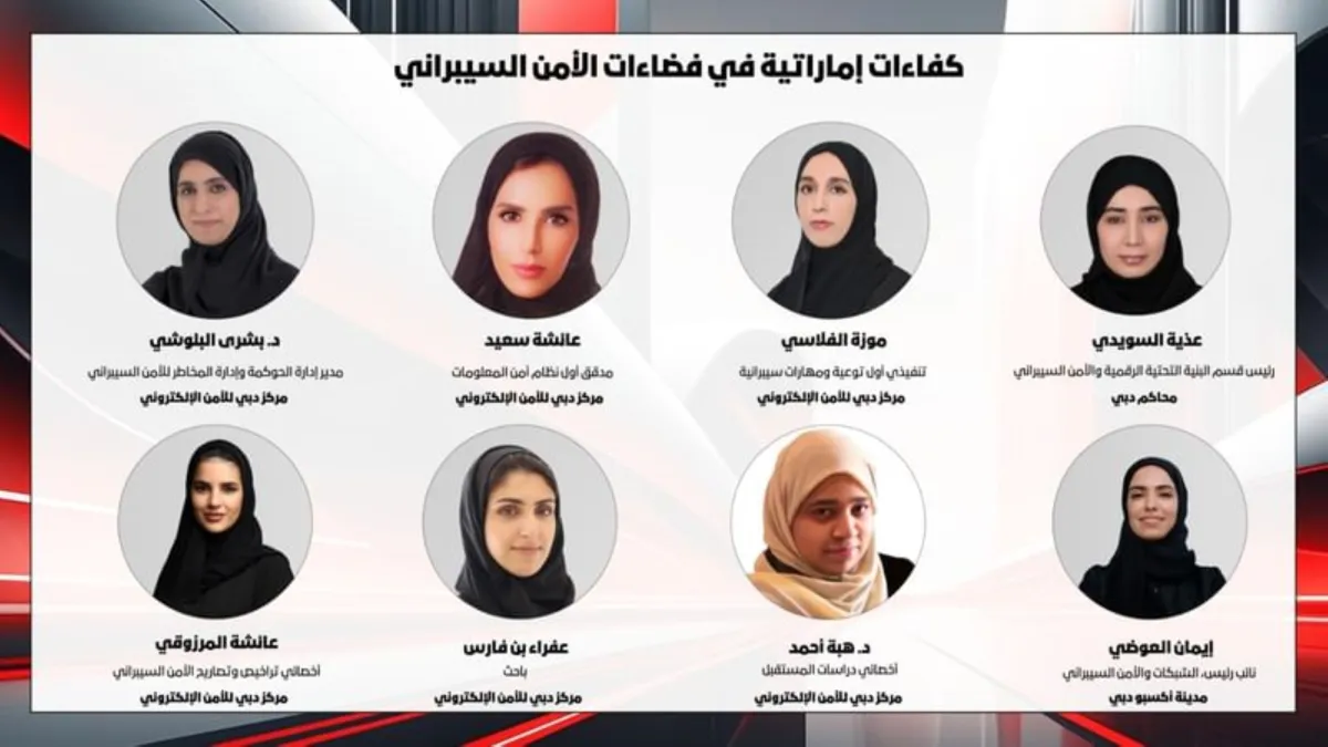 الكفاءات الإماراتية النسائية في الأمن السيبراني - مصدر الصورة وكالة انباء الإمارات