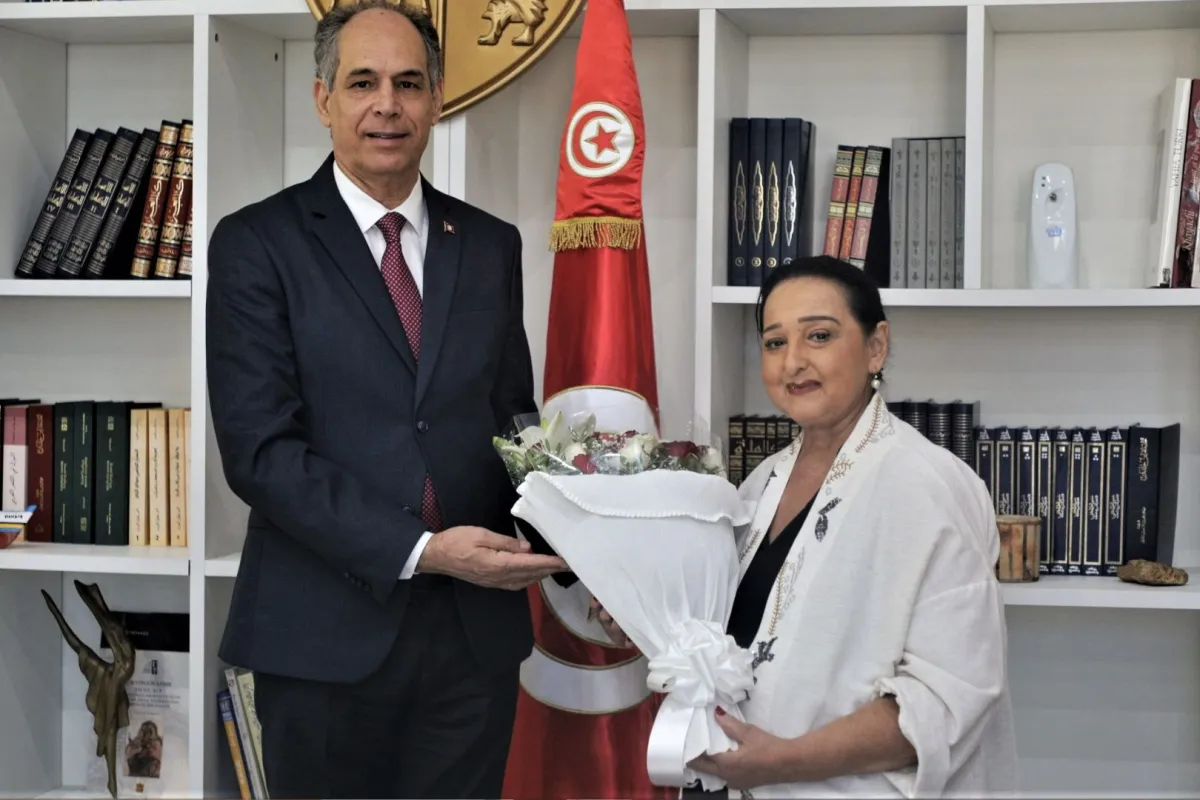 أمينة الصرارفي وزيرة الشؤون الثقافية ومنصف بوكثير الوزير المكلف بتسيير وزارة الشؤون الثقافية - المصدر وزارة الثقافة 