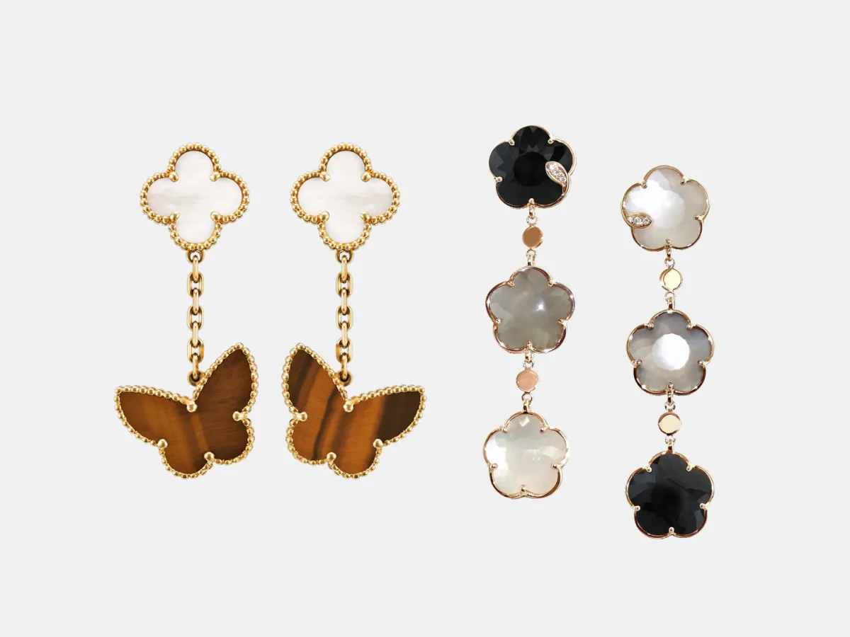 أقراط مرصوفة بأحجار كريمة