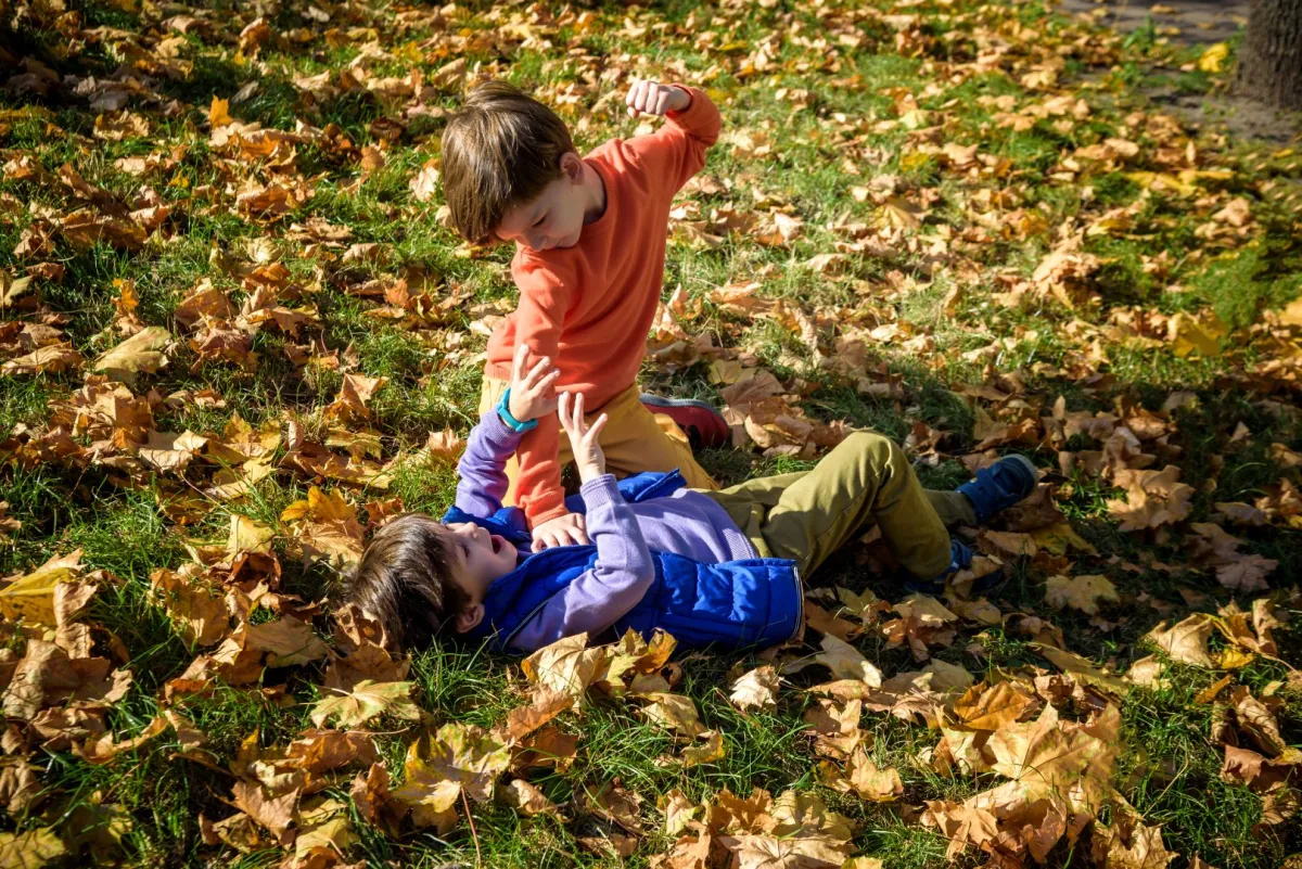صورة لطفلين يتشاجران