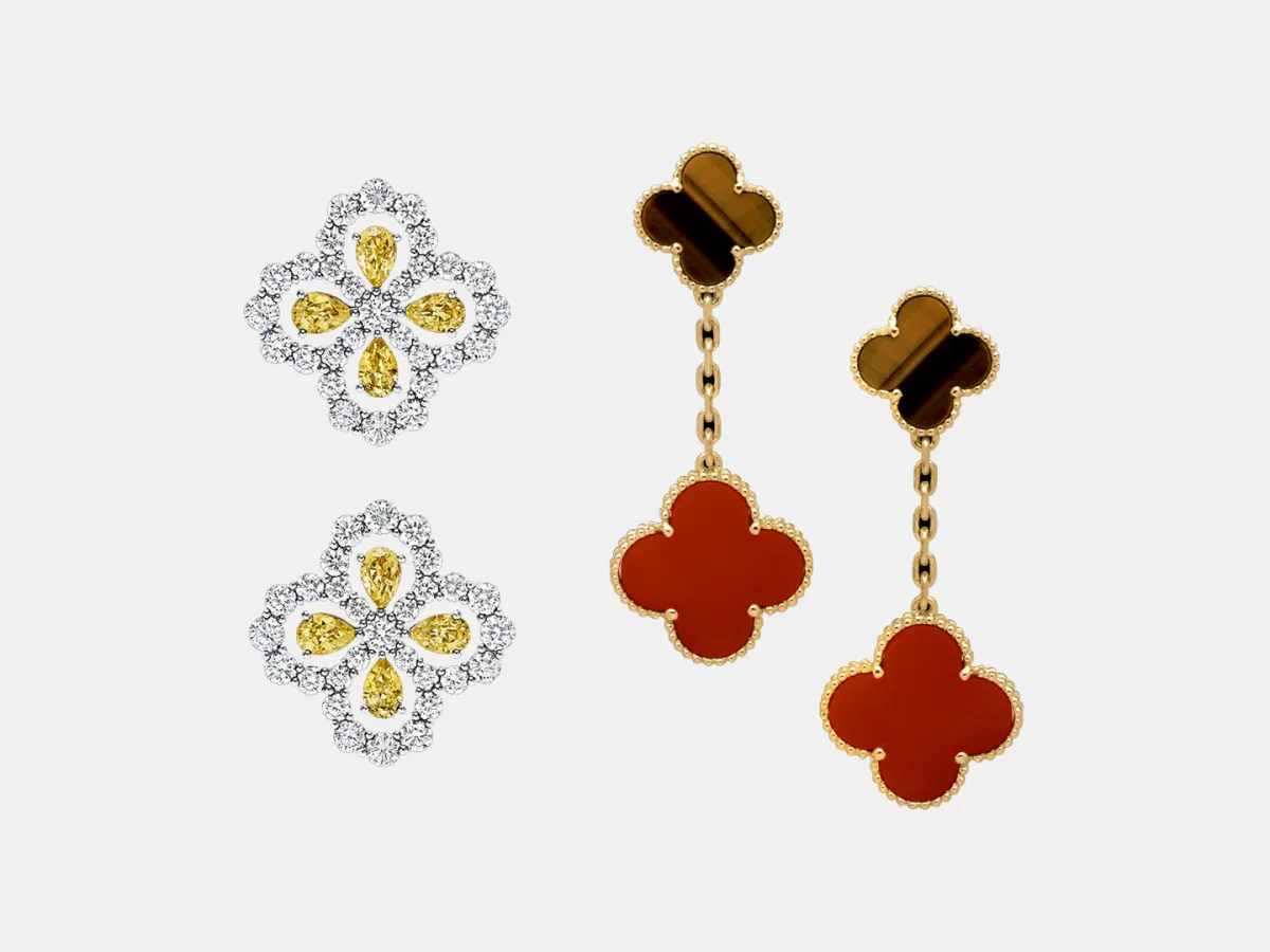 أقراط مرصوفة بالأحجار الكريمة