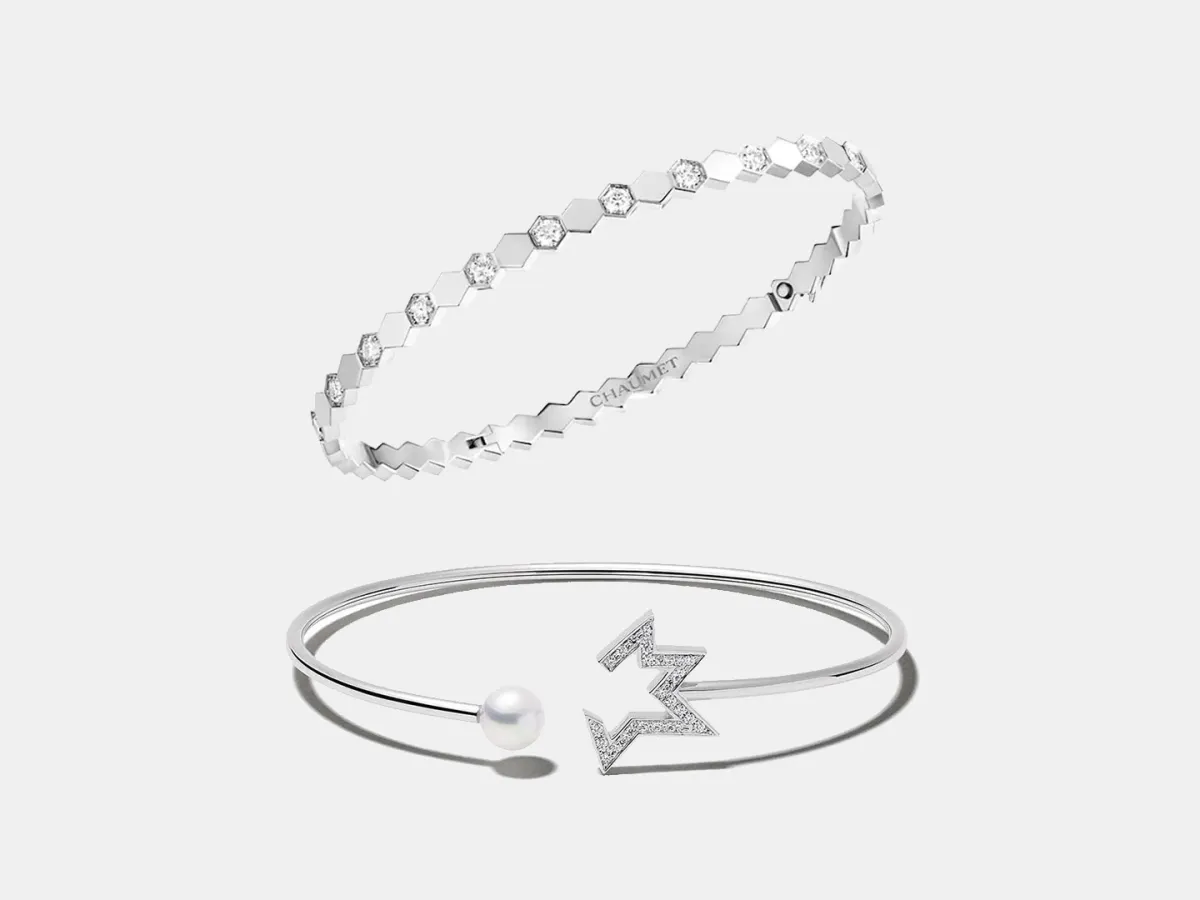 أساور ذهب وألماس ناعمة