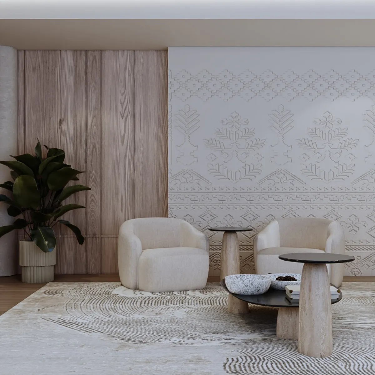 مجلس سعودي فخم، مع نقوش تراثية