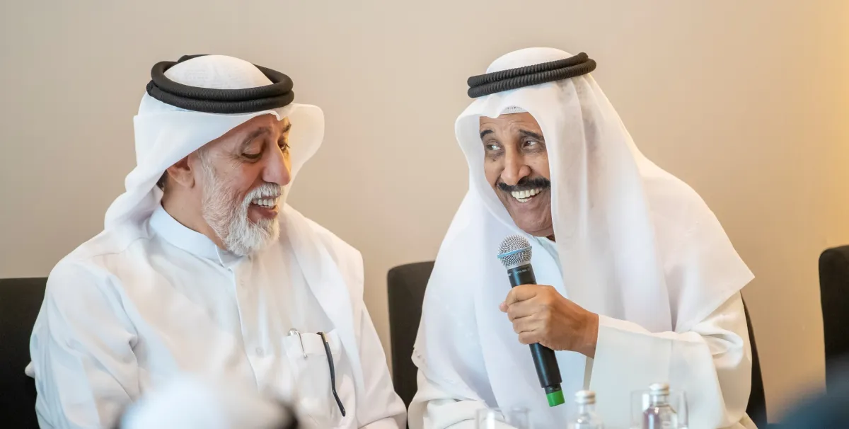 محمد جابر الصخي وأحمد الجسمي -الصورة من المركز الاعلامي لمهرجان المسرح الخليجي