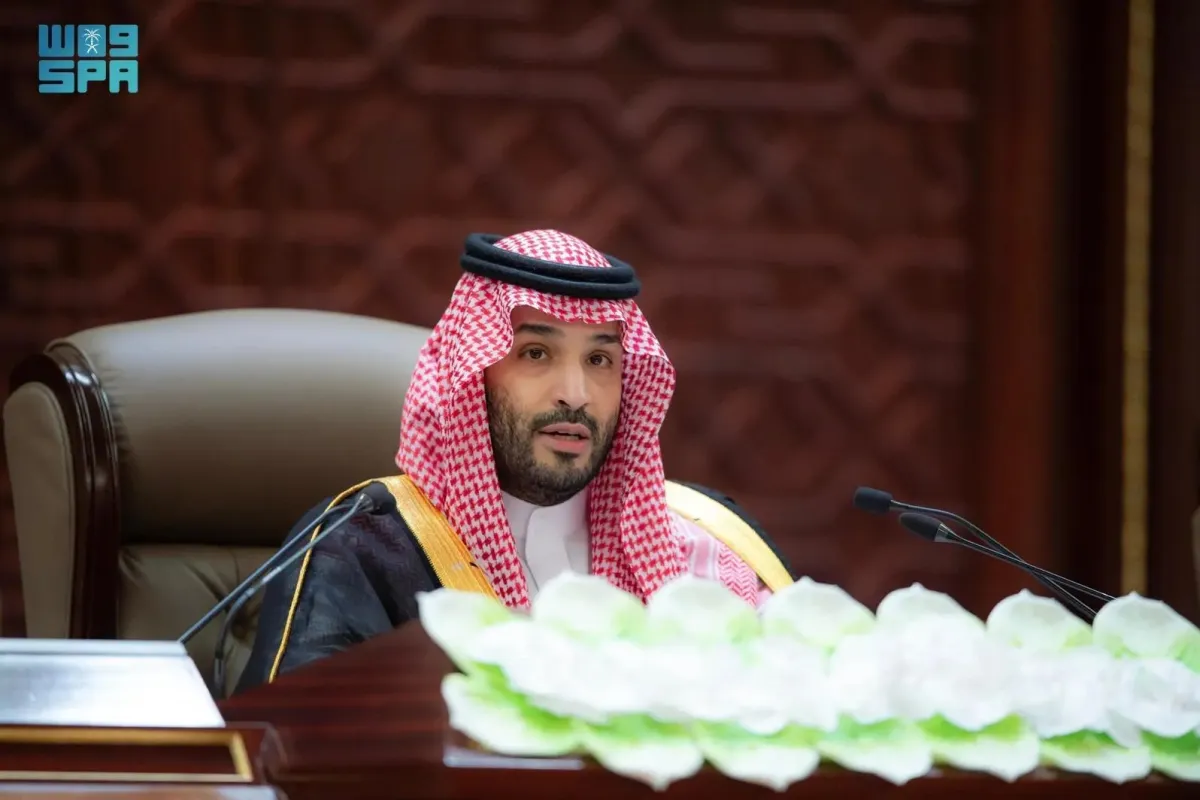 الأمير محمد بن سلمان خلال إلقاء كلمته في مجلس الشورى. الصورة من واس