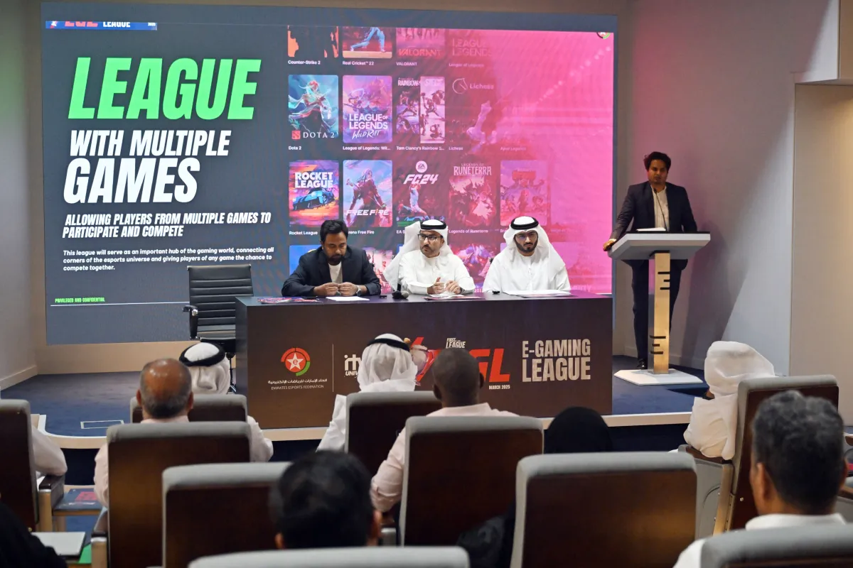 مؤتمر صحفي أطلق من خلاله النسخة الأولى من دوري الألعاب الإلكترونية. الصورة من wam