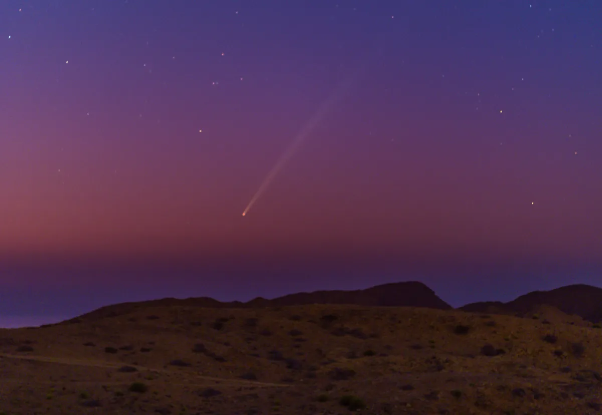 المذنب تسوشينشان-أطلس C/2023 A3. الصورة من حساب الجمعية الفلكية العمانية على منصة x