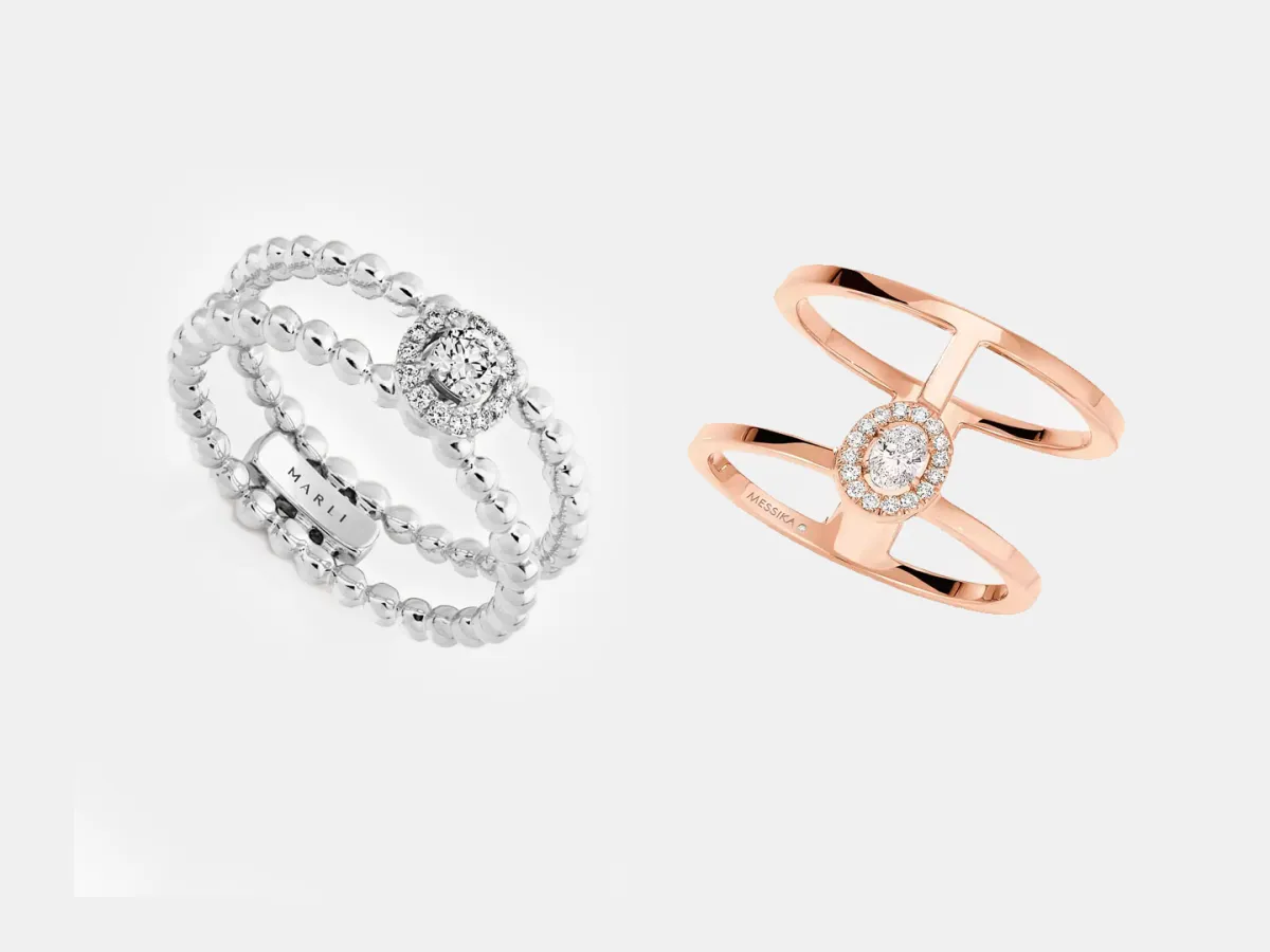 خاتم Glam'Azone 2 Rows من ميسيكا Messika وخاتم Rock Circle Dual من مارلي نيويورك Marli New York