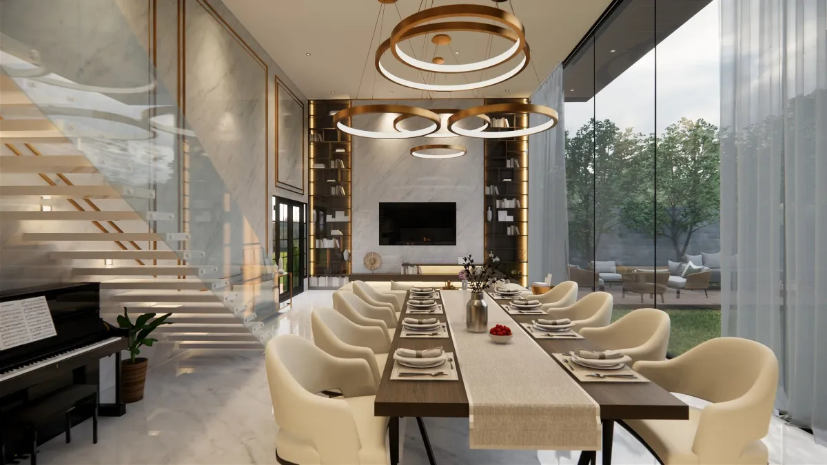 منزل فخم مضاء بصورة مدروسة