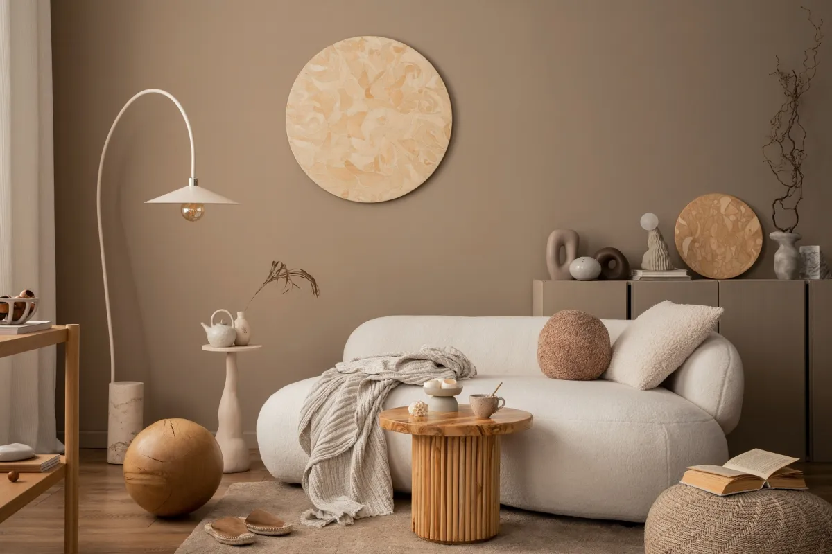 ديكورغرفة المعيشة مميز بألوان محايدة