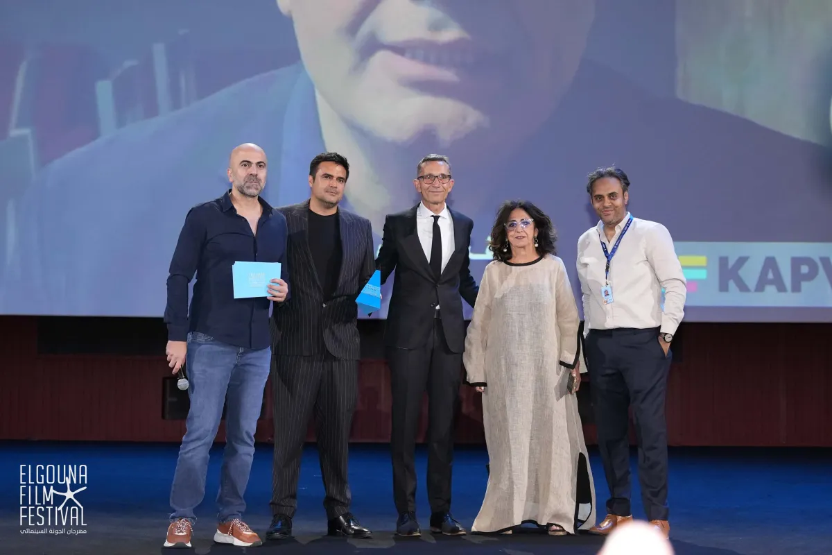 مارين خوري وأندرو محسن ضمن حفل جوائز النقاد العرب- الصورة من المركز الإعلامي 