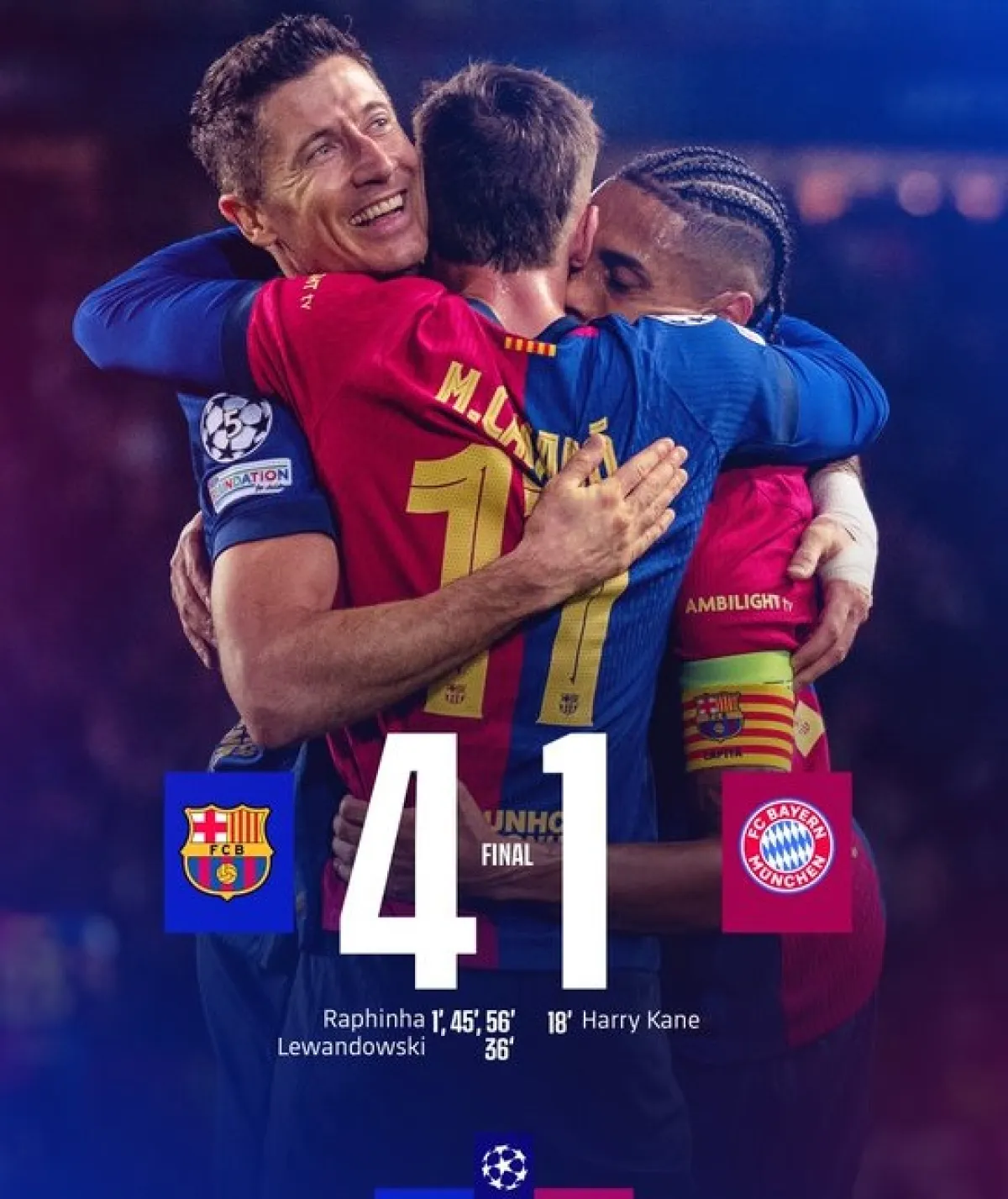 فوز برشلونة على بايرن موينخ. الصورة من الحساب الرسمي لبرشلونة على منصة x