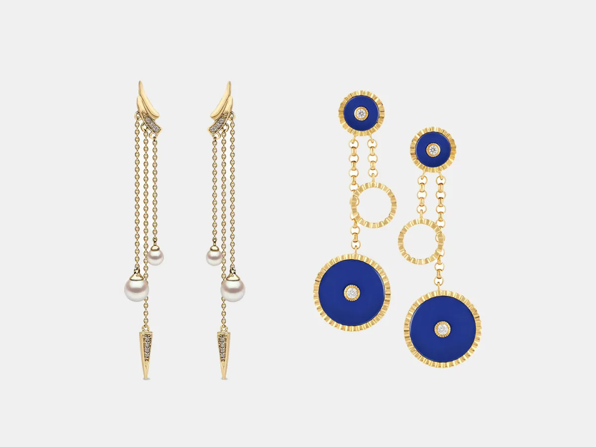 أقراط طويلة بسلاسل للعروس