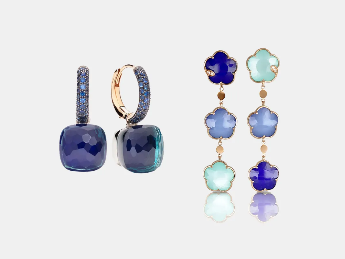 اقراط بأحجار كريمة زرقاء 