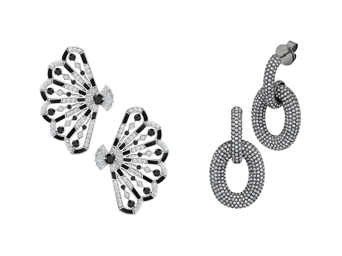 أقراط ألماس أسود