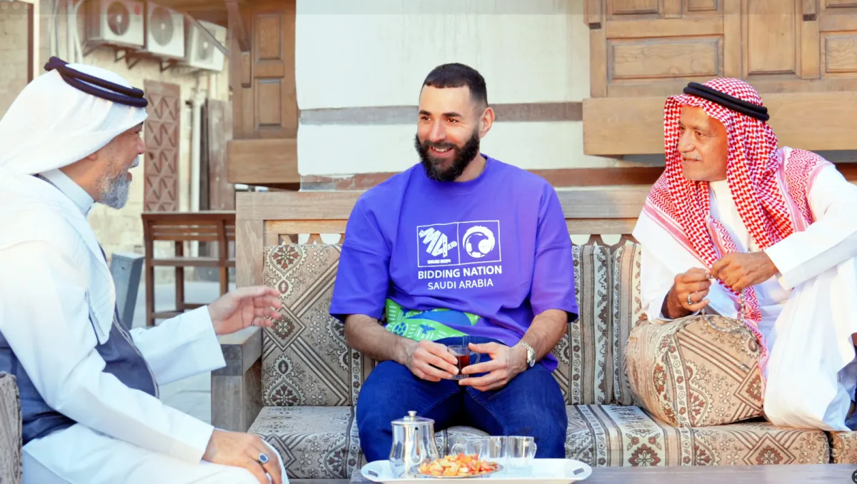 بنزيما يدعو لزيارة السعودية واستكشاف تراثها الغني.. ويدعم استضافة مونديال 2034 - الصورة من حساب ملف ترشح السعودية لاستضافة كأس العالم 2034 على إكس