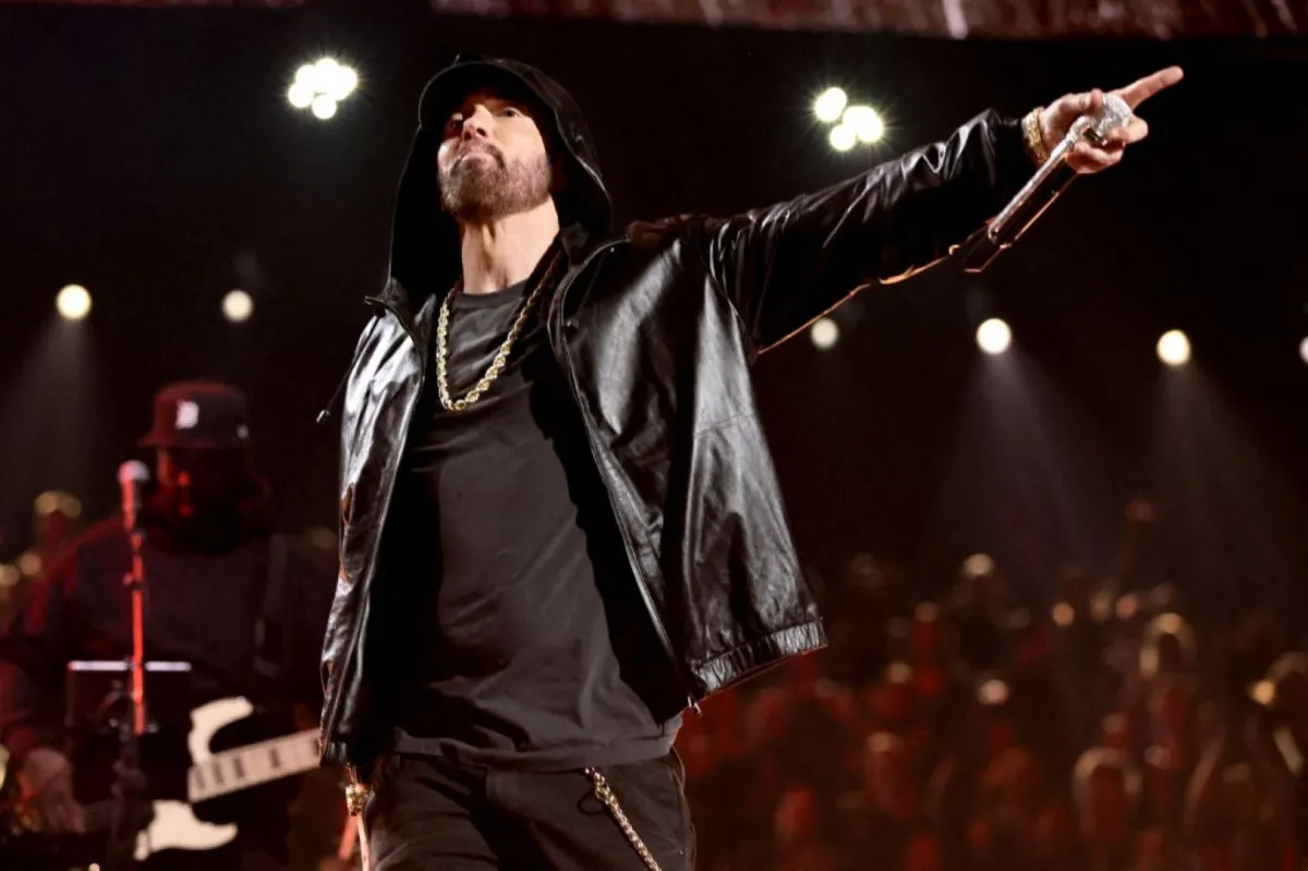ايمنيم Eminem Theo Wargo/Getty Images for The Rock and Roll Hall of Fame/AFP (Photo by Theo Wargo / GETTY IMAGES NORTH AMERICA / Getty Images via AFP)