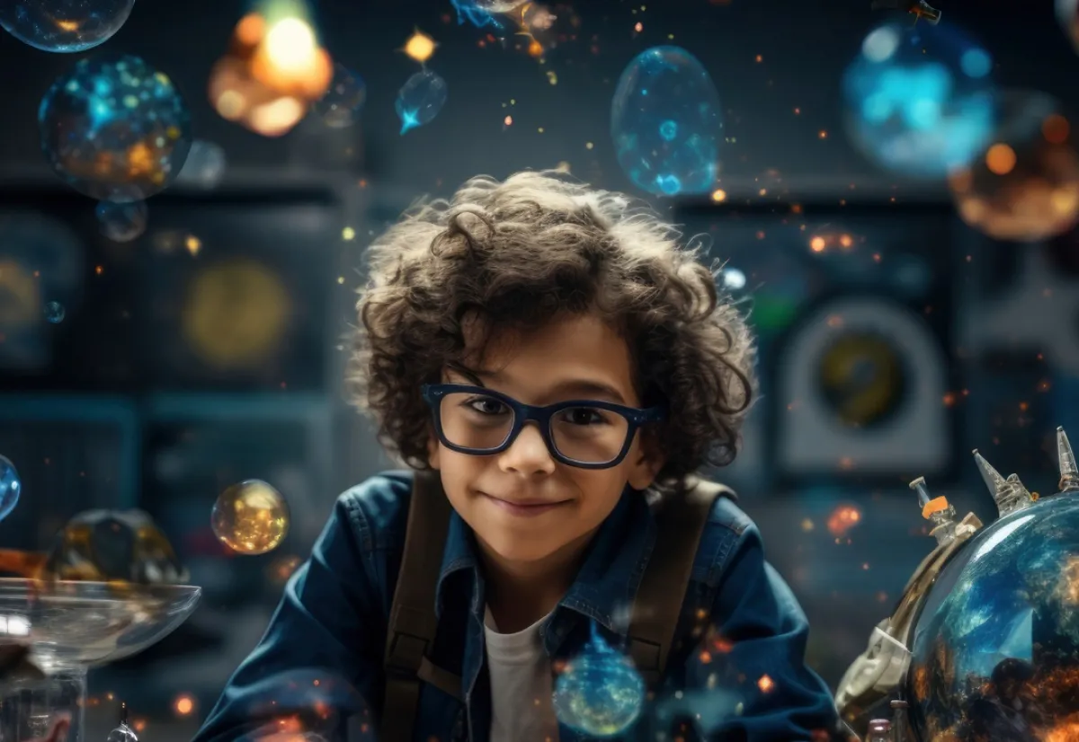 صورة لطفل يمثل الذكاء والعبقرية