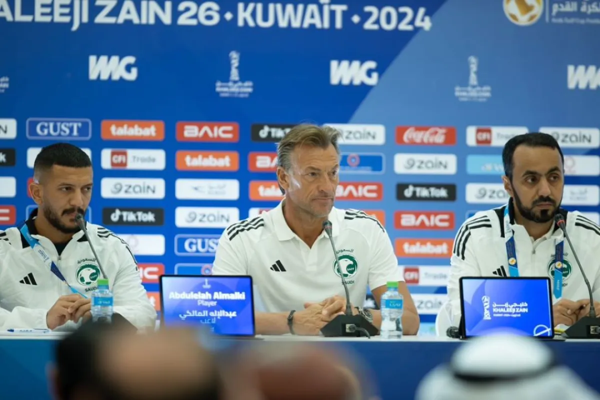 من المؤتمر الصحفي لمدرب المنتخب الوطني هيرفي رينارد واللاعب عبدالإله المالكي 