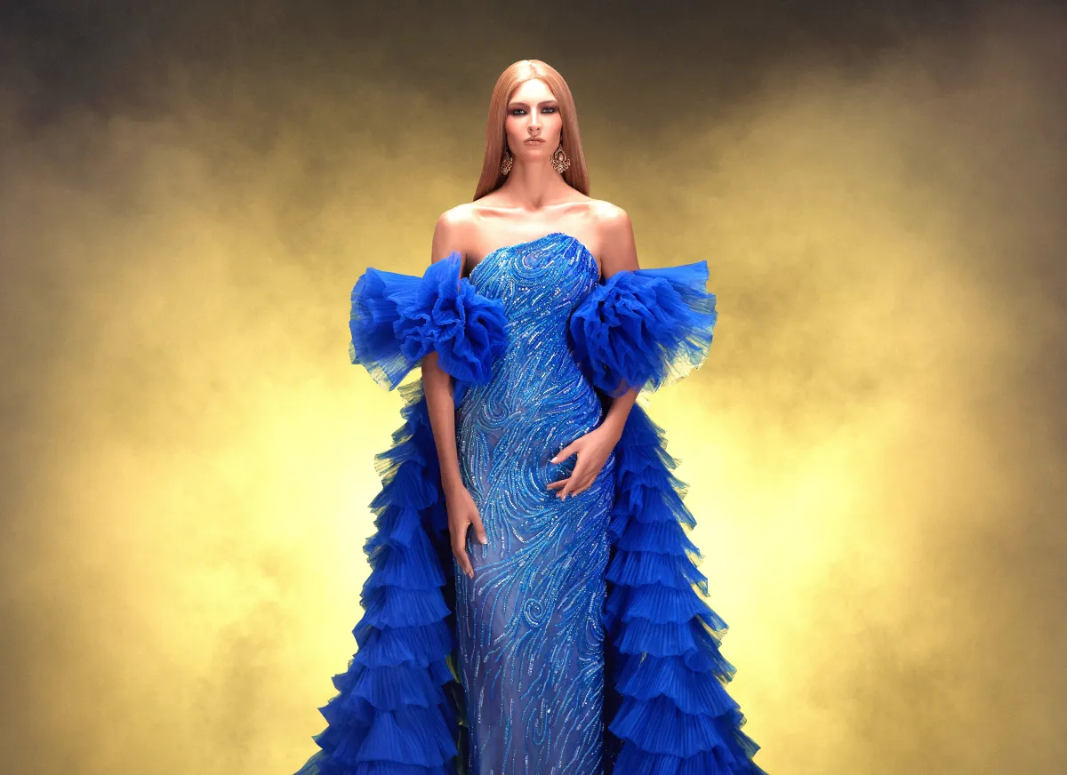 فستان مع كاب من تصميم جو كنعان- الصورة من المصمم