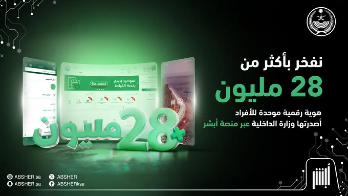 لخدمة أكثر من 28 مليون هوية رقمية.. منصة أبشر حلول رقمية تسابق الزمن