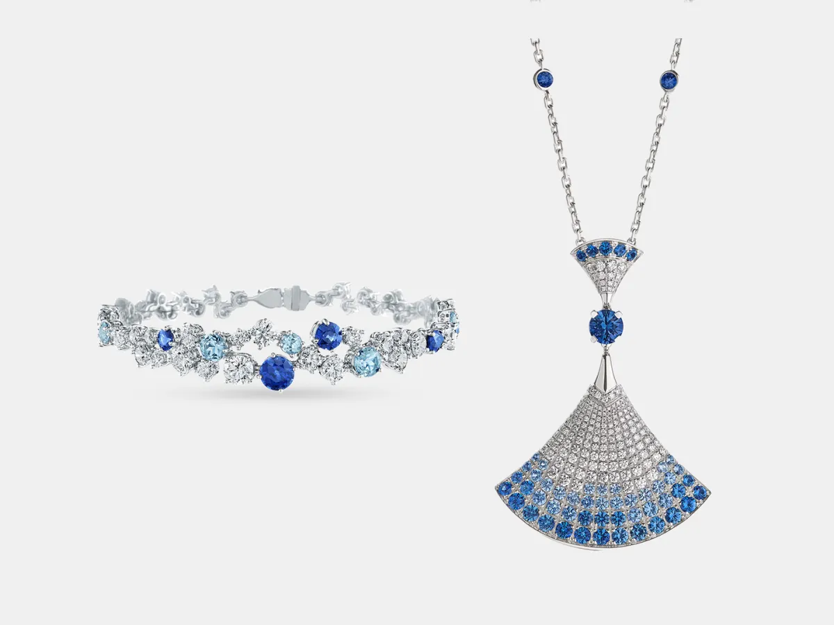 مجوهرات مرصوفة بالياقوت الأزرق