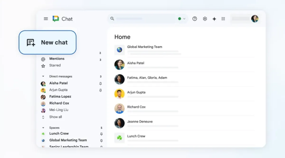 Google Chat يطور ميزة لتسهيل الوصول إلى الرسائل المهمة - الصورة من google workspace