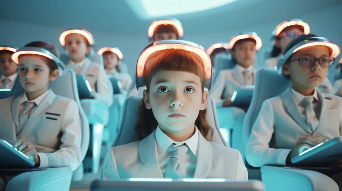 صورة لأطفال يتعاملون مع الذكاء الاصطناعي