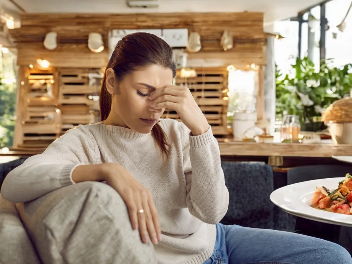 امرأة تشعر بالدُّوَار بعد الأكل